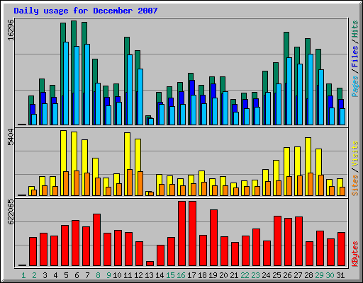 Daily usage for December 2007