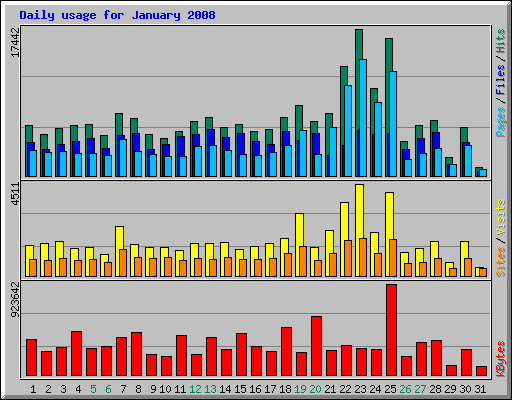 Daily usage for January 2008