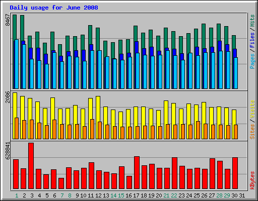 Daily usage for June 2008