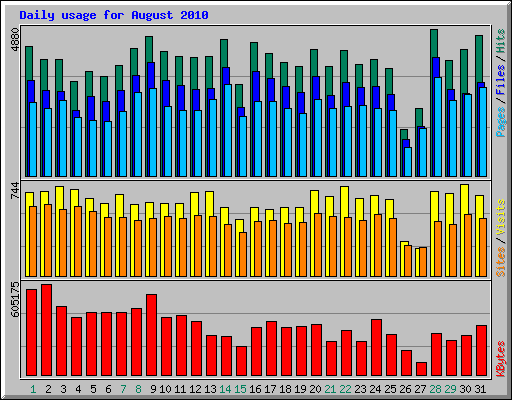 Daily usage for August 2010