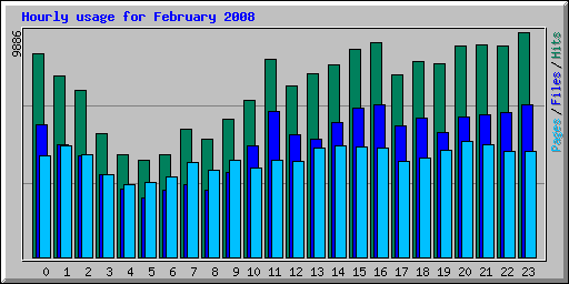 Hourly usage for February 2008