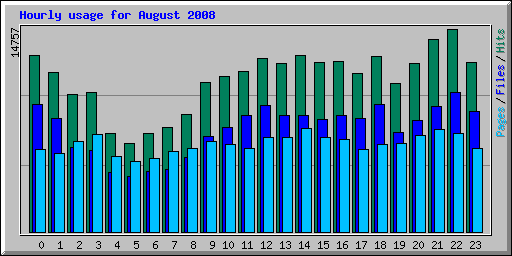 Hourly usage for August 2008