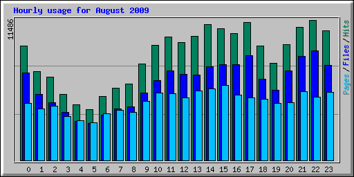 Hourly usage for August 2009
