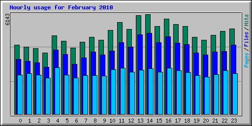 Hourly usage for February 2010